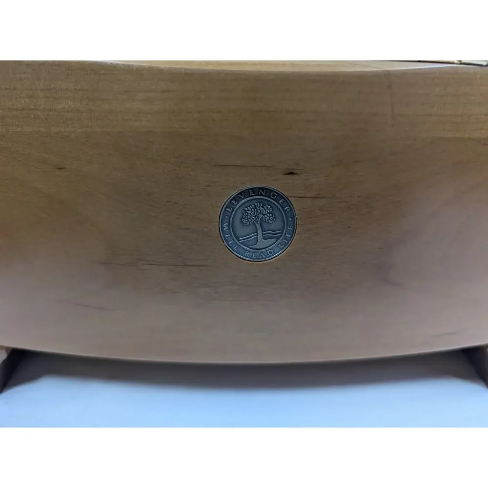 Levenger Oval Wooden 4 Pen & 2 Ink Holder Desktop Stand Box